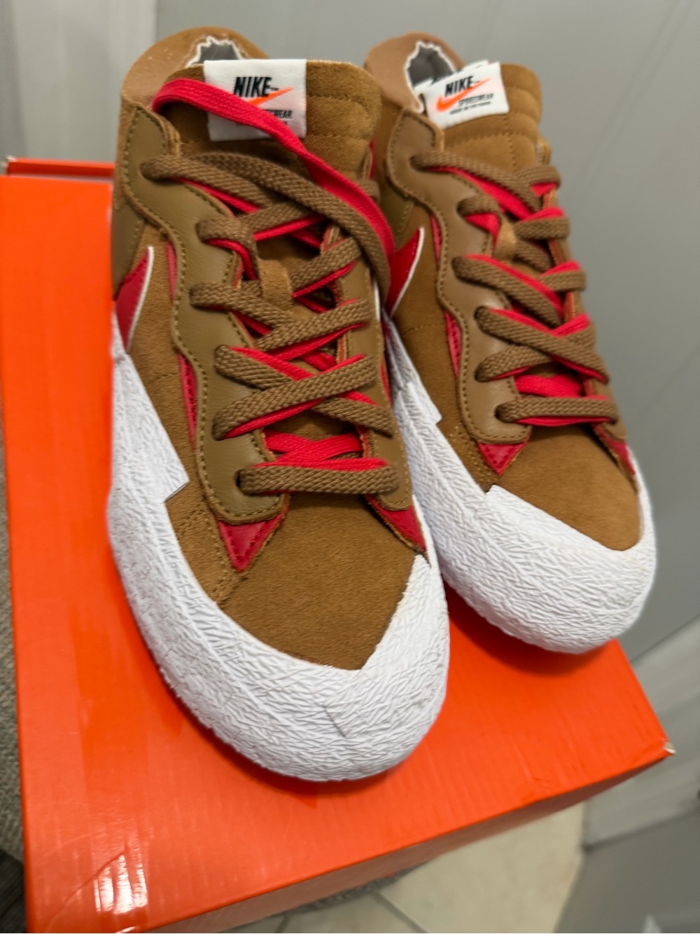 Nike Orange Shoe Box with Label and Pull Hole